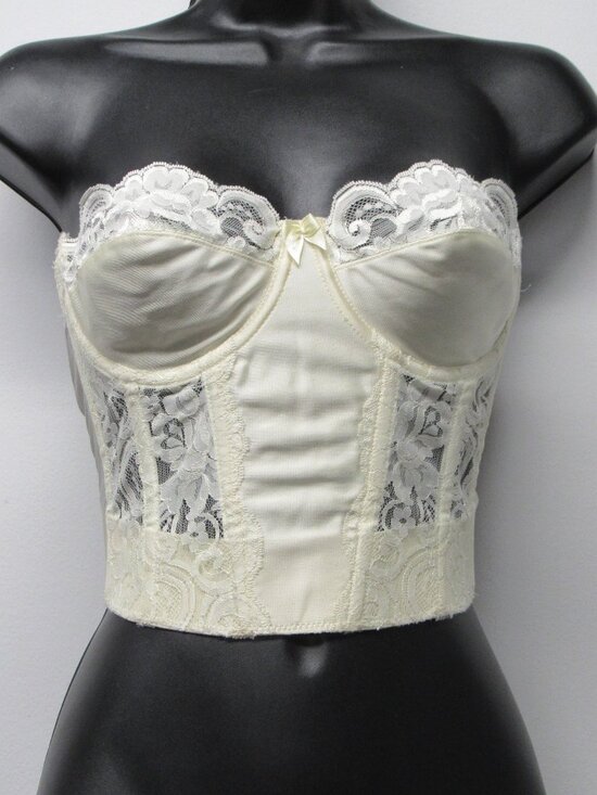 Victoria's Secret Other - Vintage VICTORIA'S SECRET Ivory Lace Back Closure Unpadded Corset Bustier 36B